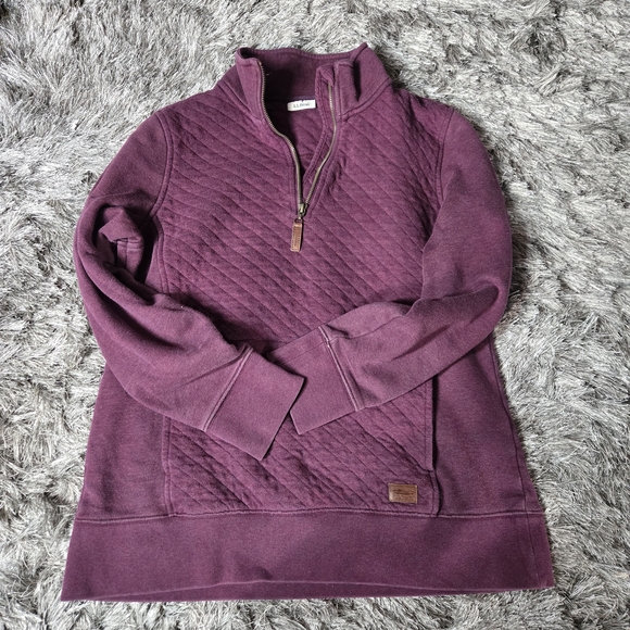 L.L. Bean Tops - L.L. Bean Quilted Quarter-Zip Pullover Deep Wine Medium